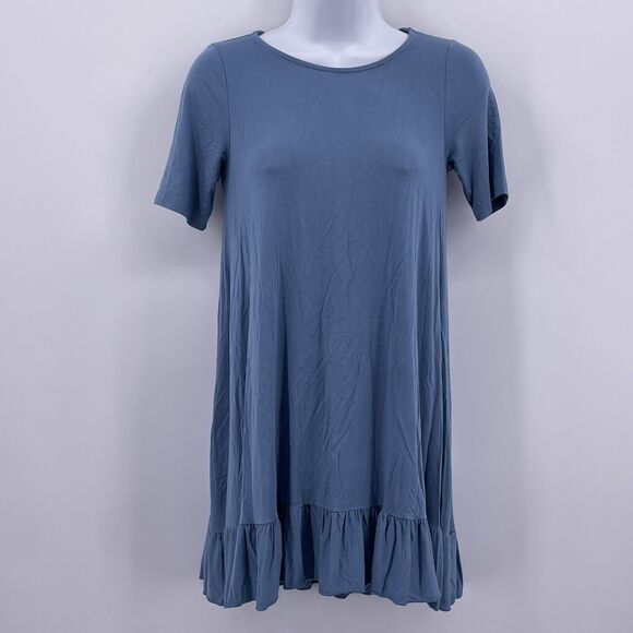 Agnes & Dora Sz XXS Blue Short Sleeve Tunic Mini Dress Stretch Lightweight - Picture 1 of 7